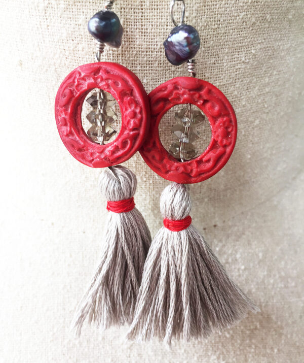 Orient Express Carved Cinnabar Necklace & Earrings
