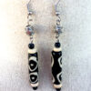 Black and White Zebra Lariat Tassel Necklace and Bone Earrings - Image 2