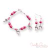 Red Heart Cherub Bracelet and Earrings Set