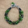 Green and Black Glass Triple Strand Bracelet & Earrings Set