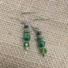Green and Black Glass Triple Strand Bracelet & Earrings Set