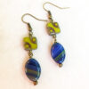 Blue Agate and Green Czech Glass Bronze Chain Necklace and Earrings Set - Image 3