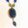 Blue Agate and Green Czech Glass Bronze Chain Necklace and Earrings Set - Image 4