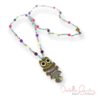 Pastel Rainbow Bronze Owl Necklace