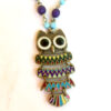 Pastel Rainbow Bronze Owl Necklace - Image 2