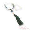 Green Agate and Silver Chain Tassel Necklace