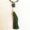 Green Agate and Silver Chain Tassel Necklace - Image 3