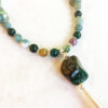 Green Agate and Silver Chain Tassel Necklace - Image 2