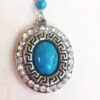 Turquoise Chip and Clear Glass Cabochon Necklace and Earrings Set - Image 3
