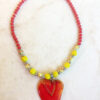 Pink Agate, Painted Glass and Rubberized Beads Necklace and Earrings Set - Image 2