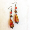 Copper and Red Bamboo Ceramic Chain Necklace and Earrings Set - Image 3
