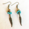 Cross Turquoise, Leopard Jasper and Bronze Feather Chain Necklace and Earrings Set - Image 2