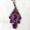Purple Glass and Gunmetal Necklace and Earrings Set - Image 4