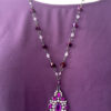Purple Glass and Gunmetal Necklace and Earrings Set - Image 2