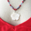 Polymer Clay Shell Flower and Salmon Glass Necklace & Earrings - Image 6