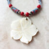 Polymer Clay Shell Flower and Salmon Glass Necklace & Earrings - Image 2