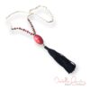 Black and Red Stone Tassel Necklace