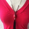 Black and Red Stone Tassel Necklace - Image 3