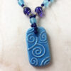 Aquamarine, Painted Glass and Ceramic Necklace & Earrings - Image 4