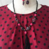 Pink and Black Turkey Turquoise Tassel Necklace and Earrings Set - Image 5