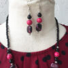 Pink and Black Turkey Turquoise Tassel Necklace and Earrings Set - Image 2