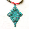 Salmon Shell and Turquoise Bronze Filigree Necklace and Earrings Set - Image 2