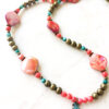 Salmon Shell and Turquoise Bronze Filigree Necklace and Earrings Set - Image 3