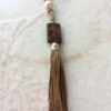 Jasper and Light Pink Pearl Tassel Necklace and Earrings Set - Image 3