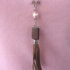 Jasper and Light Pink Pearl Tassel Necklace and Earrings Set - Image 4