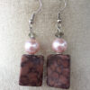 Jasper and Light Pink Pearl Tassel Necklace and Earrings Set - Image 5