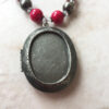 Pink Glass, Clear Glass and Pewter Locket Necklace & Earrings - Image 4