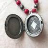 Pink Glass, Clear Glass and Pewter Locket Necklace & Earrings - Image 5