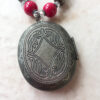 Pink Glass, Clear Glass and Pewter Locket Necklace & Earrings - Image 6