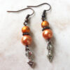 Orange Pearl and Copper Arrow Necklace and Earrings Set - Image 3