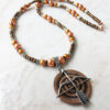 Orange Pearl and Copper Arrow Necklace and Earrings Set - Image 5