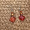 Orange Glass Triple Strand Bracelet & Earrings Set