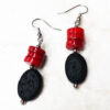 Red Bamboo and Lava Rock Bracelet & Earrings - Image 3