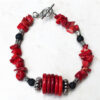 Red Bamboo and Lava Rock Bracelet & Earrings - Image 2