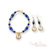 Blue and Rainbow Anchor Bracelet and Earrings Set