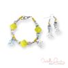 Yellow Square and Clear Angel Bracelet and Earrings Set