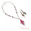 Pink and Black  Obsidian Bronze Necklace and Earrings Set