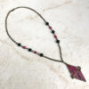 Pink and Black  Obsidian Bronze Necklace and Earrings Set - Image 4
