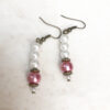 Pink and White Pearl Bronze Flower Necklace and Earrings Set - Image 3