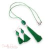 Green Turquoise Tassel Necklace and Earrings Set
