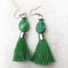 Green Turquoise Tassel Necklace and Earrings Set - Image 2