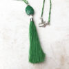 Green Turquoise Tassel Necklace and Earrings Set - Image 3