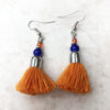 Orange and Blue Glass Tassel Necklace and Earrings Set - Image 2