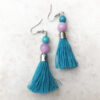 Blue Fire Agate and Lavender Tassel Necklace and Earrings Set - Image 3