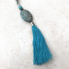 Blue Fire Agate and Lavender Tassel Necklace and Earrings Set - Image 4