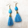 Turquoise Agate and Gold Bar Tassel Necklace and Earrings Set - Image 3